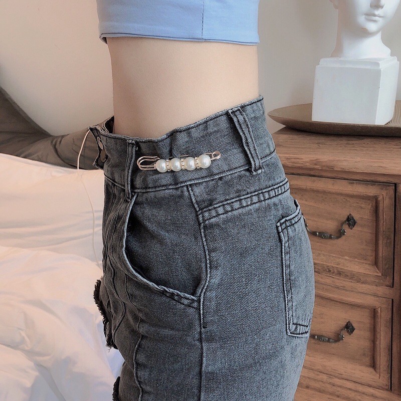 Thắt lưng lười dây chun có nút gài, nút cài bấm, khuy cài bấm điều chỉnh lưng quần Jean, quần bò cạp rộng