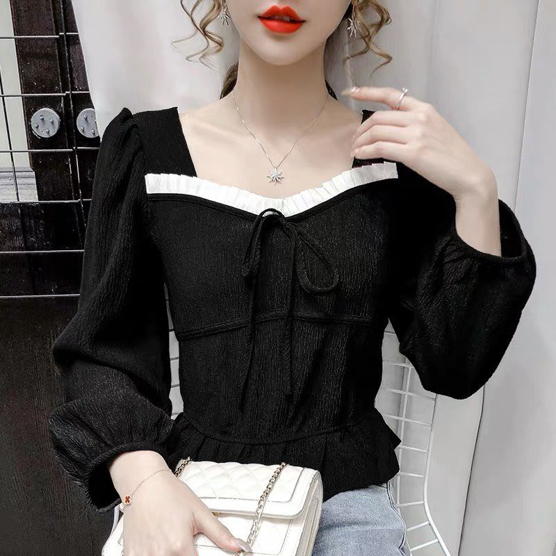 Áo nữ croptop len tăm dài tay siêu cute