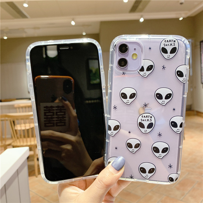 Ốp Điện Thoại Silicon Mềm Trong Suốt Họa Tiết Người Ngoài Hành Tinh Hoạt Hình Cho iPhone 11 12 Pro Max X XR XS Max 6 7 8 Plus