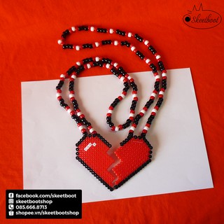 Vòng kandi 2 nửa trái tim - vòng perler trái tim - phụ kiện rave edm festival raver kandi perler DJ