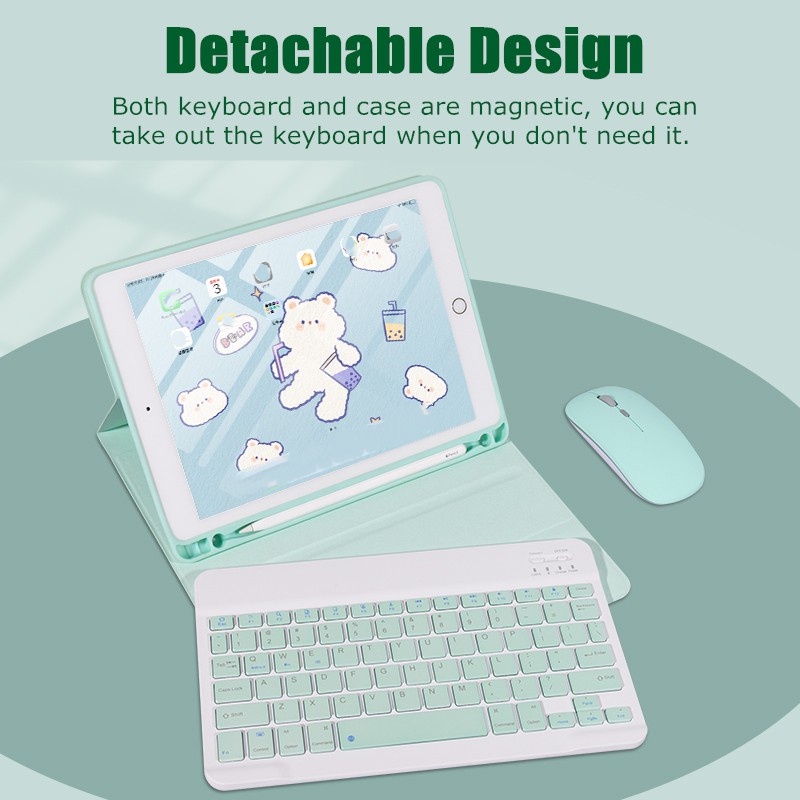 Ốp NIXXOS kèm bàn phím Bluetooth không dây và ngăn bút bằng silicon mềm cho máy tính bảng