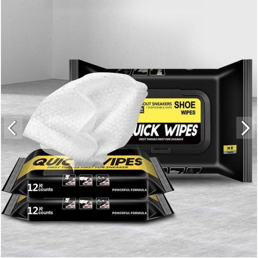 Khăn giấy ướt lau giày sneaker Quick Wipes 12 khăn chùi vệ sinh giày siêu tốc , nhỏ gọn, bỏ túi