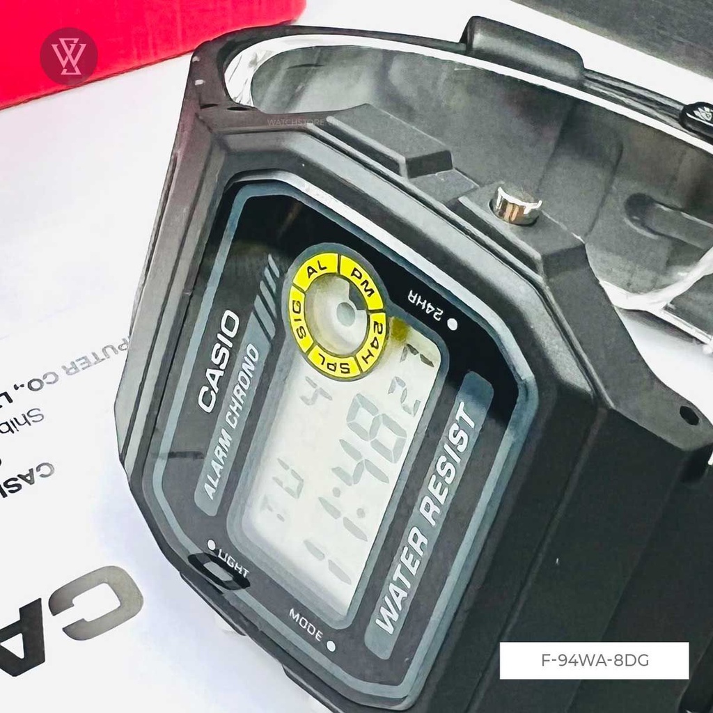 Đồng Hồ Điện Tử Unisex Casio WATCHSTORE F-94WA-8DG Thiết Kế Mặt Vuông 33.2mm, Dây Đeo Và Vỏ Nhựa Bền Bỉ, Cá Tính