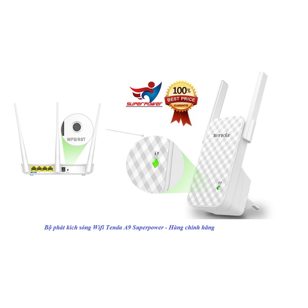 Bộ phát kích sóng Wifi Tenda A9 Superpower - Hàng chính hãng