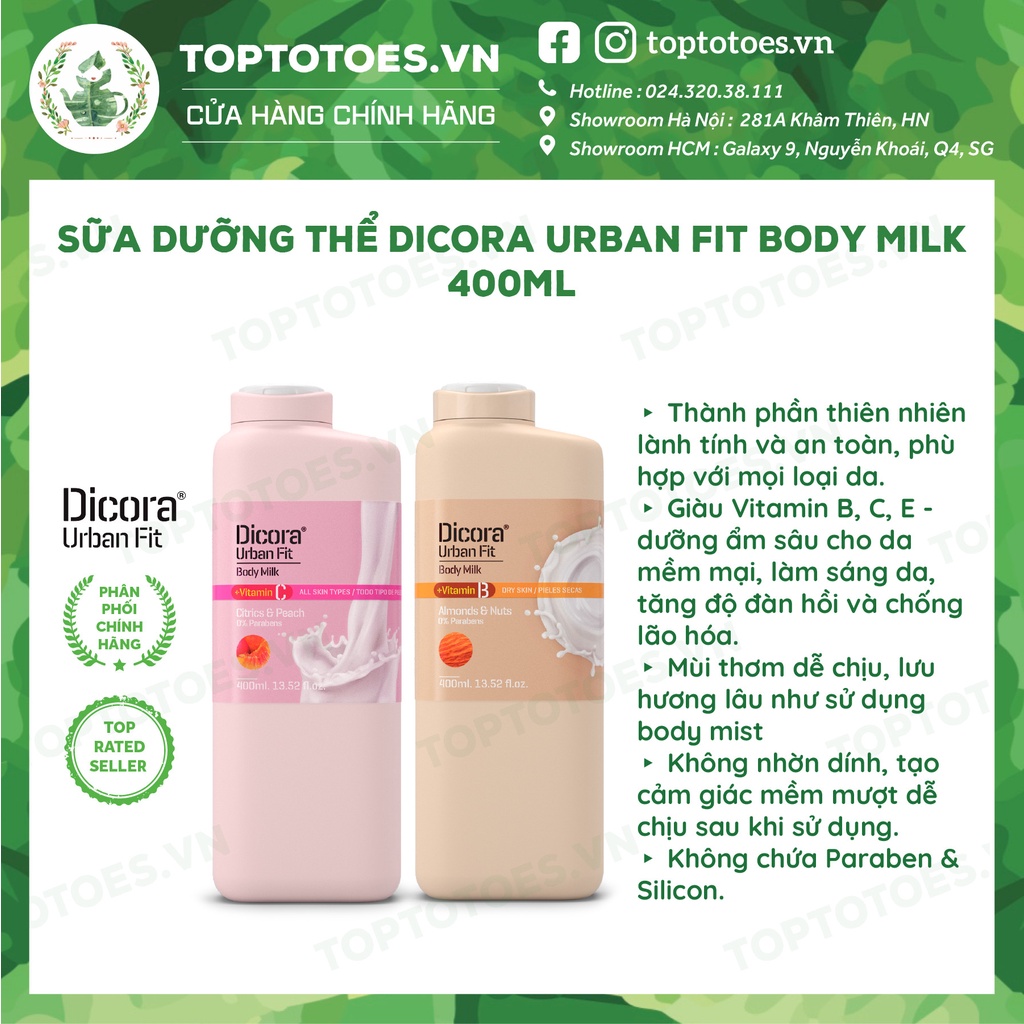 Sữa dưỡng thể Dicora Urban Fit Body Milk - 400ml [NHẬP KHẨU CHÍNH HÃNG 100%]