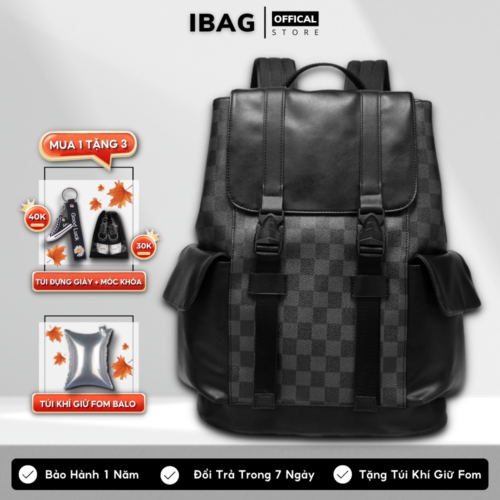 Balo da thời trang nam nữ balo lv da PU cao cấp chống nước cặp đi học đi chơi ulzzang balo đựng laptop 15.6 inh - 𝑰𝑩𝑨𝑮