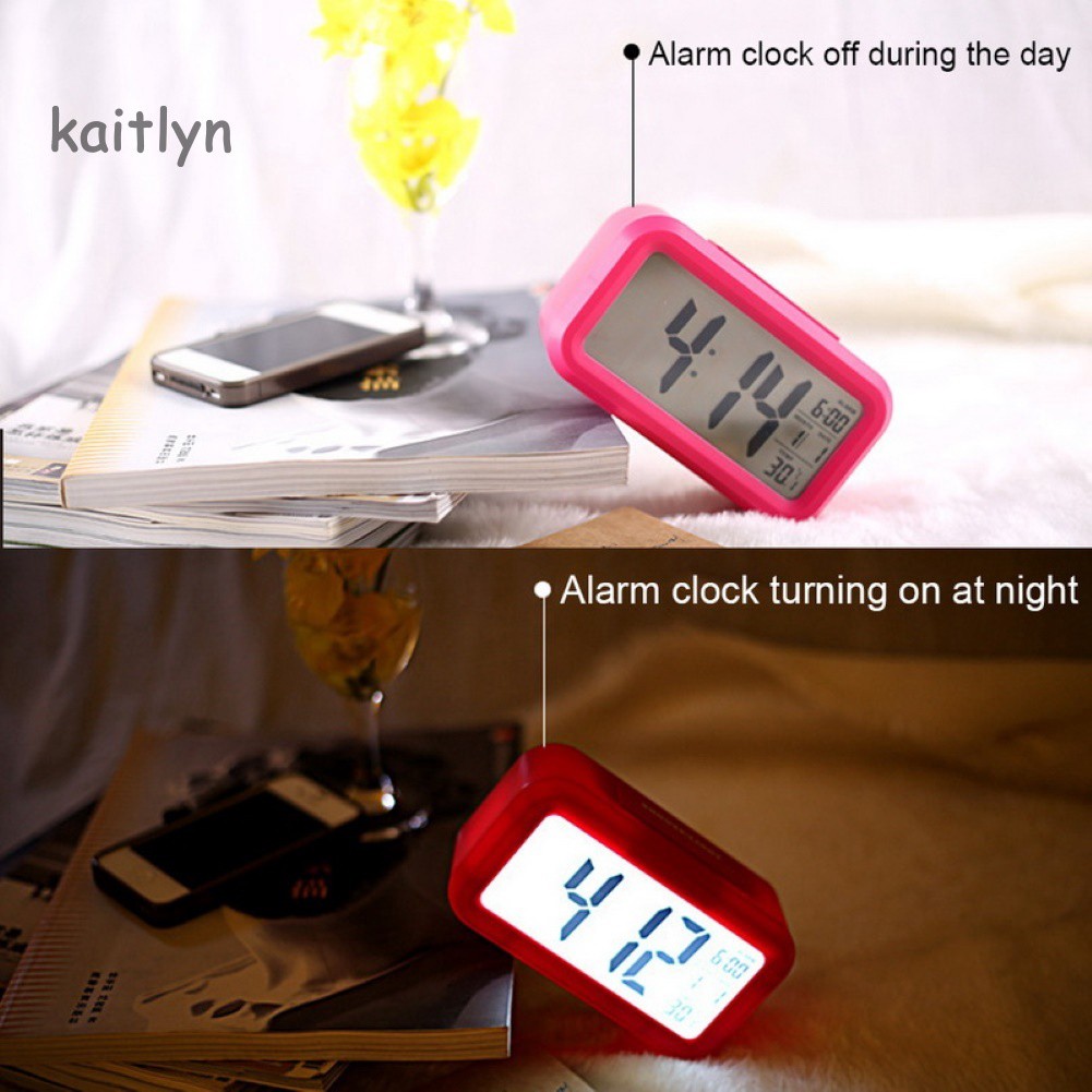 Đồng hồ báo thức để bàn có màn hình LCD hiển thị nhiệt độ