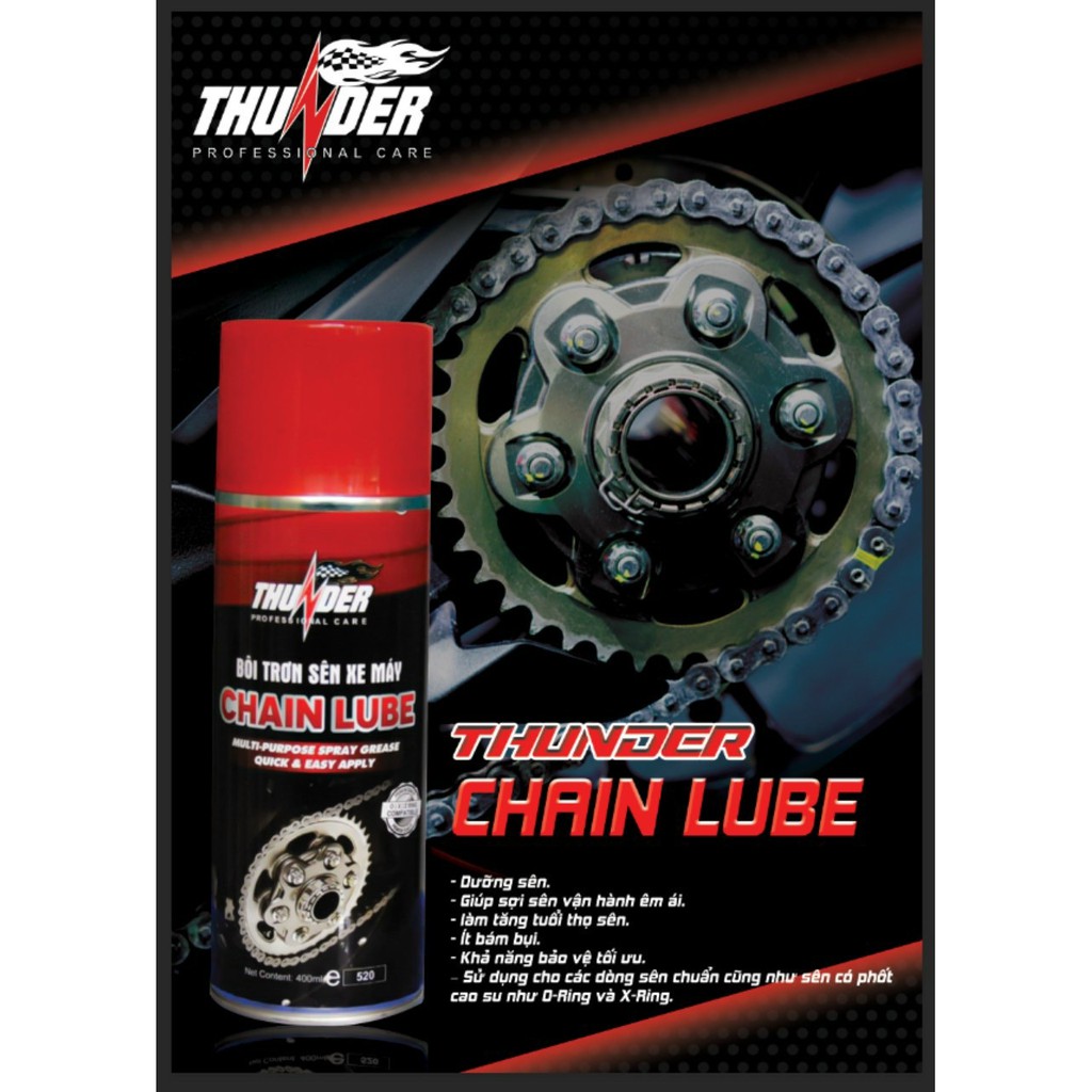 Chai Xịt, Bôi Trơn Sên Thunder Chain Lube 400ml (Mẫu Mới)