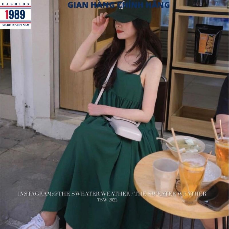 Đầm babydoll 2 dây kiểu dáng hàn quốc maxi đi biển tiểu thư bánh bèo dễ thương ,váy dự tiệc ulzzang suông rộng -PHƯƠNG