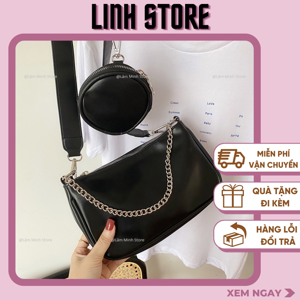 Túi Kẹp Nách Linh Store Set Bộ 2 Túi Ví Đeo Chéo Nữ 5 Chi Tiết, Túi Đeo Ngực, Đeo Bụng Thời Trang