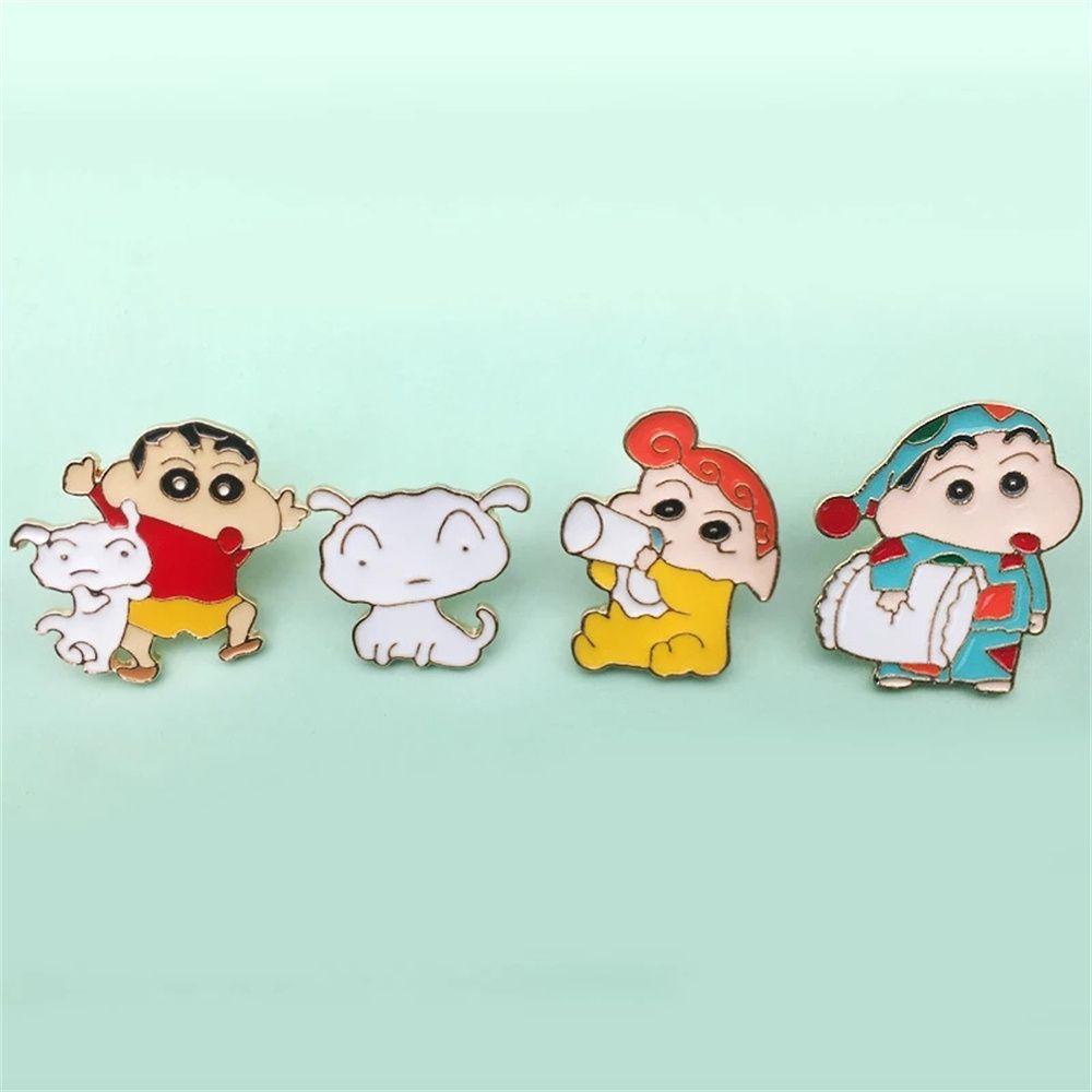Ghim Cài Áo Bằng Kim Loại Tráng Men Hình Cậu Bé Bút Chì Dùng Hóa Trang
