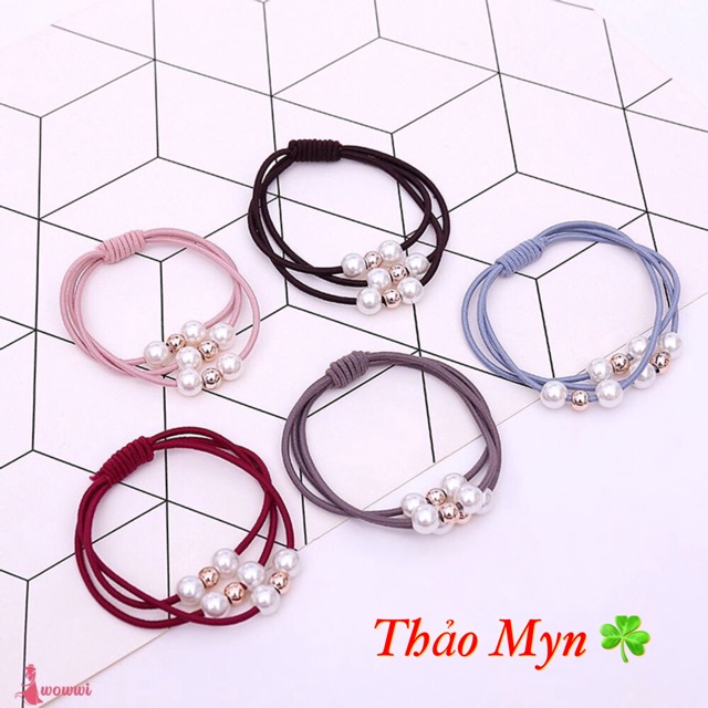 Dây Buộc Tóc Đính Hạt Nhiều Màu