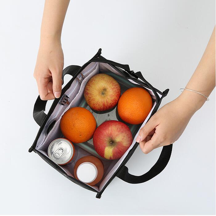 Túi Đựng Hộp Cơm Trưa Giữ Nhiệt Màu Đen Chống Thấm Nước Mang Đi Dã Ngoại Tiện Lợi