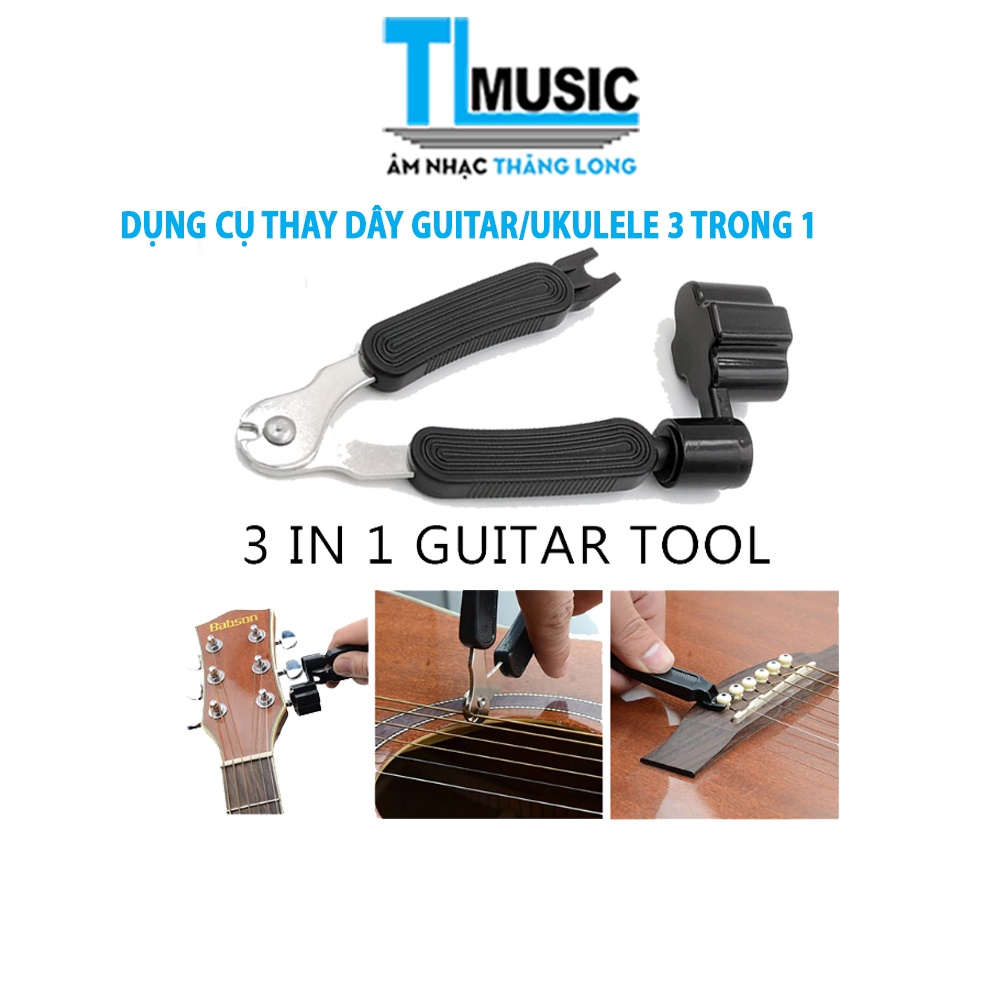 Dụng cụ thay dây đàn guitar đa năng 3 trong 1- Kiềm cắt dây (Cutter) + Tay quay lên dây (Winder) + Nhổ chốt (Pin puller)