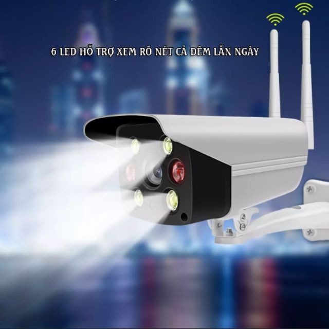 Camera YOOSEE 6 Bóng Đèn LED 2 Anten 2.0 Full HD Wifi Ngoài Trời  - Camera Quan Sát Chống Trộm Quay Đêm Có Màu