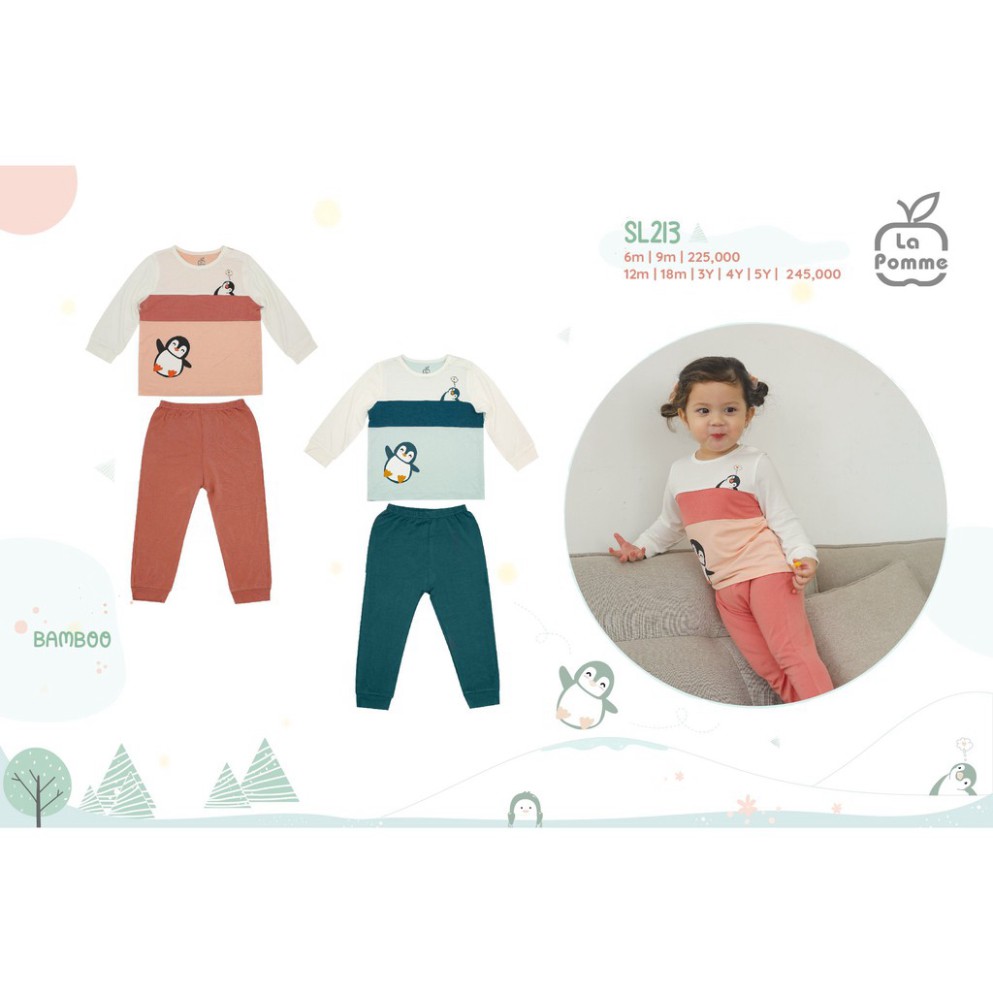 SL213 Bộ dài tay Chim cánh cụt La Pomme vải sợi tre