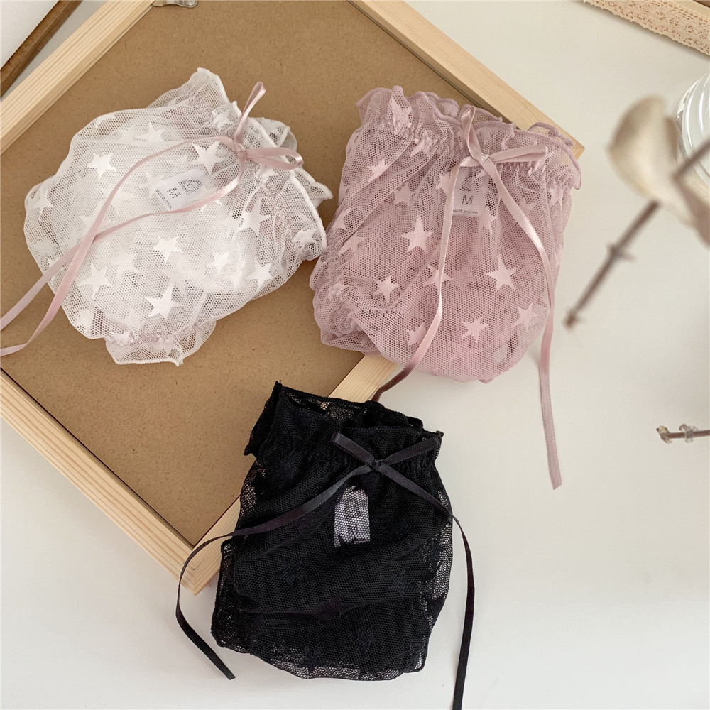 Quần Lót Cotton Phối Ren Lưng Thấp Dễ Thương Cho Nữ