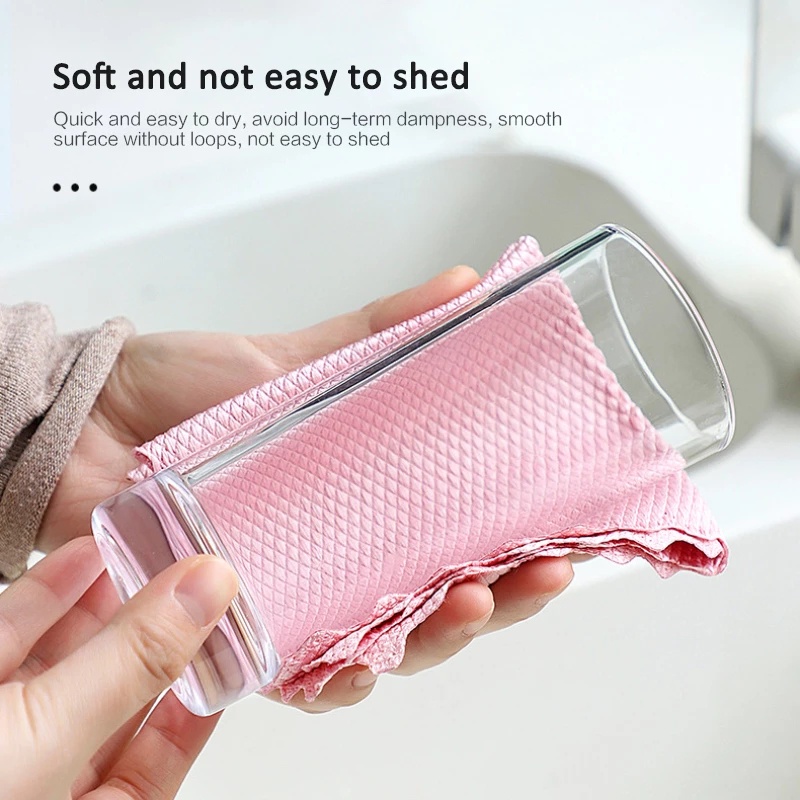 Bộ 5 Khăn Lau Kính Bằng Sợi Micro Thấm Hút Tiện Dụng Cho Nhà Bếp/ Cửa Sổ/ Gương Chiếu Hậu