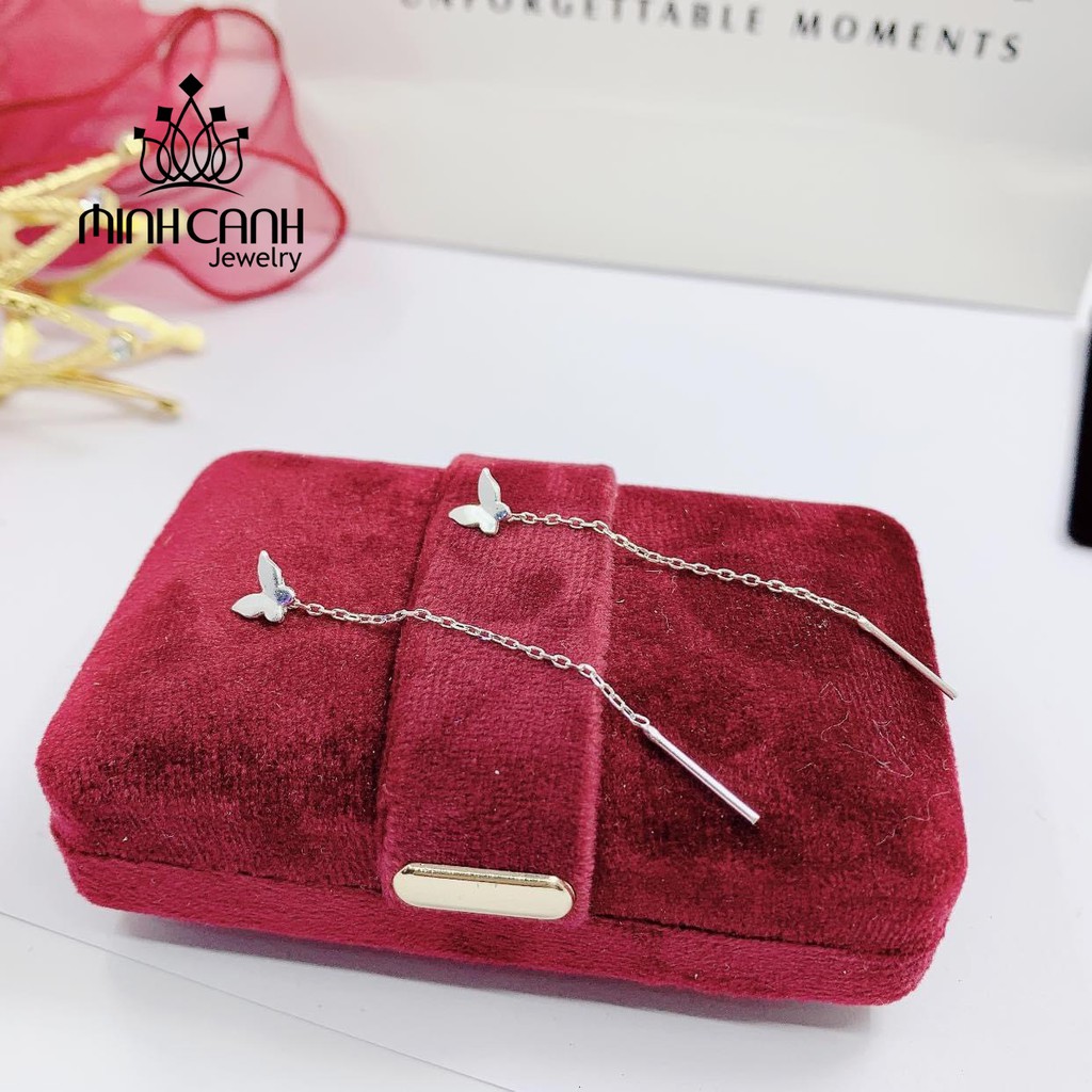 Bông Tai Bạc Hình Con Bướm Trơn Dáng Dài - Minh Canh Jewelry