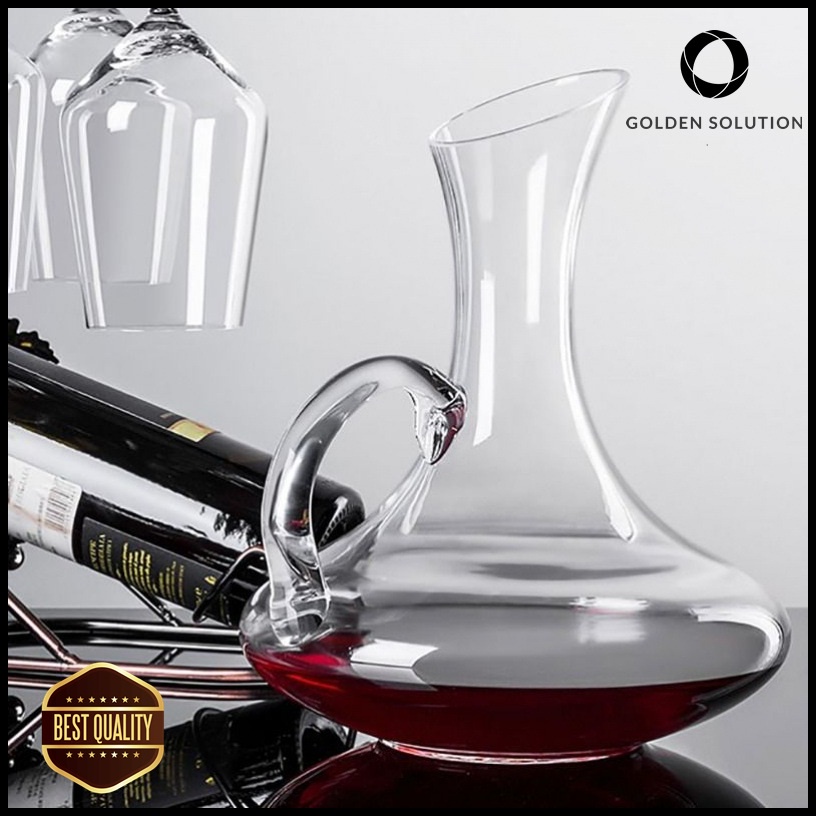 Bình Rót Rượu Vang, Bình Thở Đựng Rượu Vang, Decanter Thủy Tinh GDS Có Tay Cầm 1500ml Quà Tặng Cao Cấp