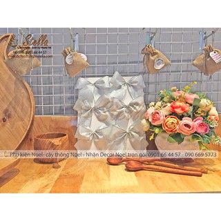 Bộ 6 Nơ Kim Tuyến Viền Bạc Trang Trí Cây Thông Noel Stella Party