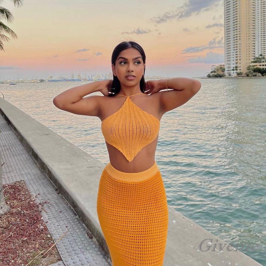 Áo Dệt Kim Hở Lưng Màu Trơn Họa Tiết Hình Học Thời Trang Cho Nữ