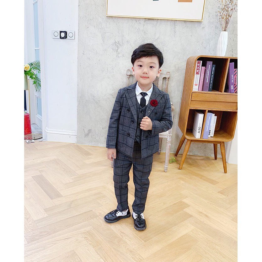 Set vest 3 chi tiết 4 cúc cao cấp cho bé trai size 90-140(2-8 Tuổi)- CÓ ẢNH THẬT