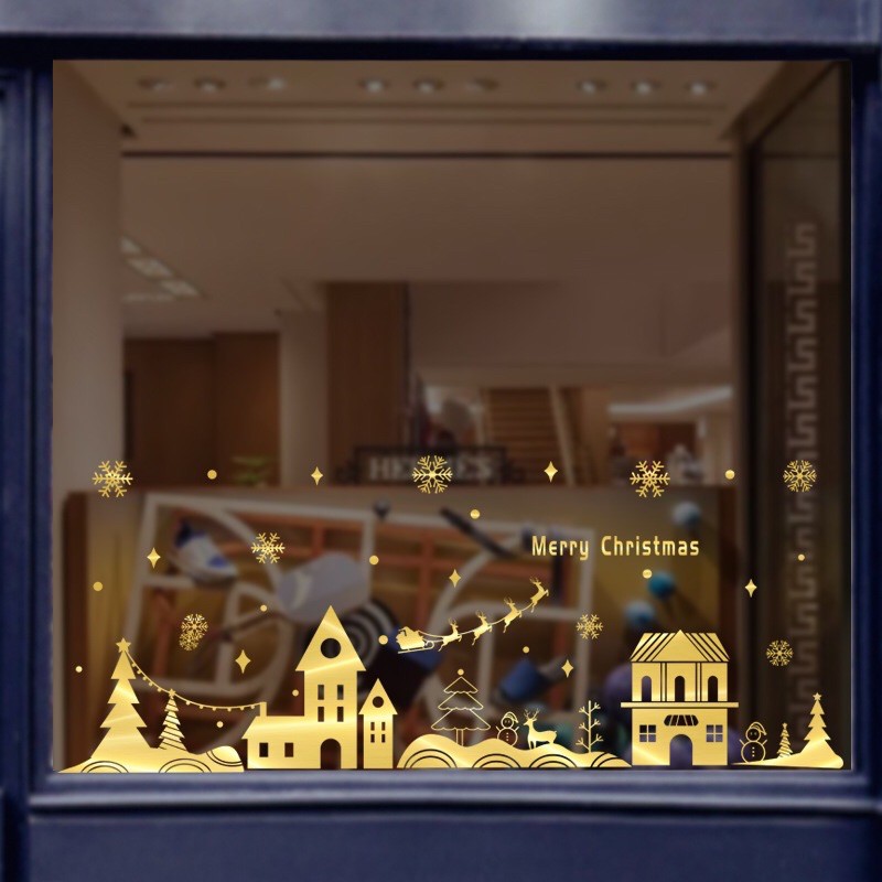 Decal trang trí Noel - Thành phố Ánh vàng cao cấp