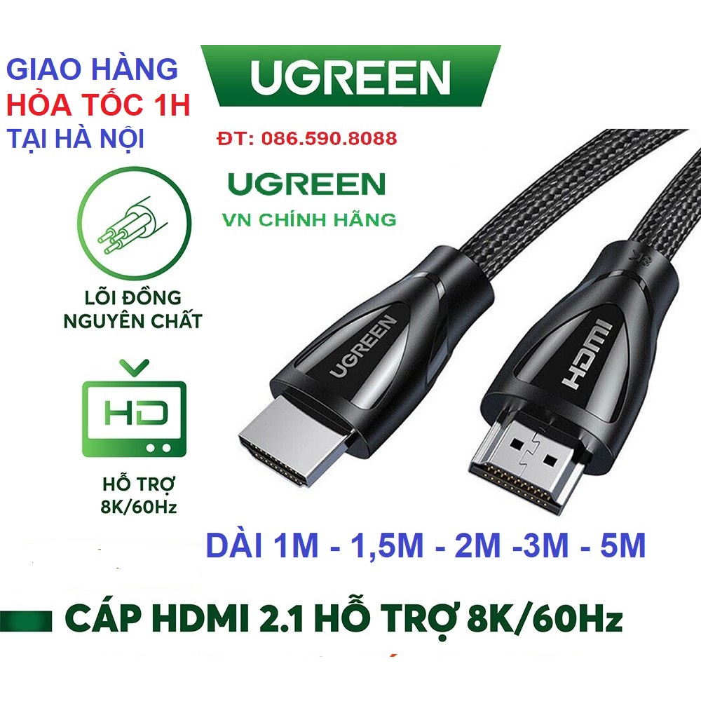 Cáp HDMI 2.1 Ugreen Cao Cấp Chính Hãng  Dài 1m-5m  80401 80402 80403 80404 80405