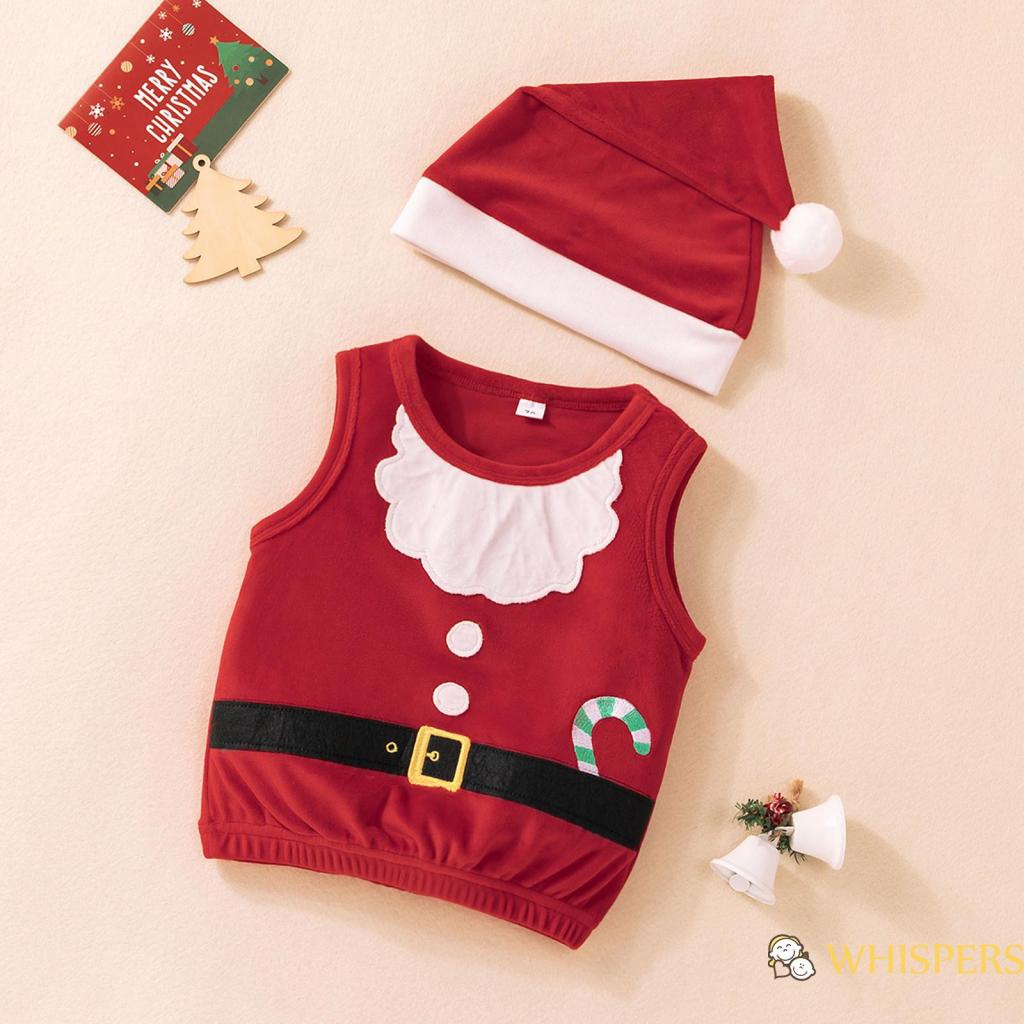 Áo Thun Ba Lỗ + Nón Ông Già Noel Cho Bé