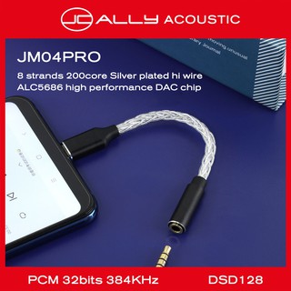 JCALLY JM04PRO type C to 3.5mm Silver Ruiyu alc5686dac digital audio transfer decoding line for Huawei Meizu