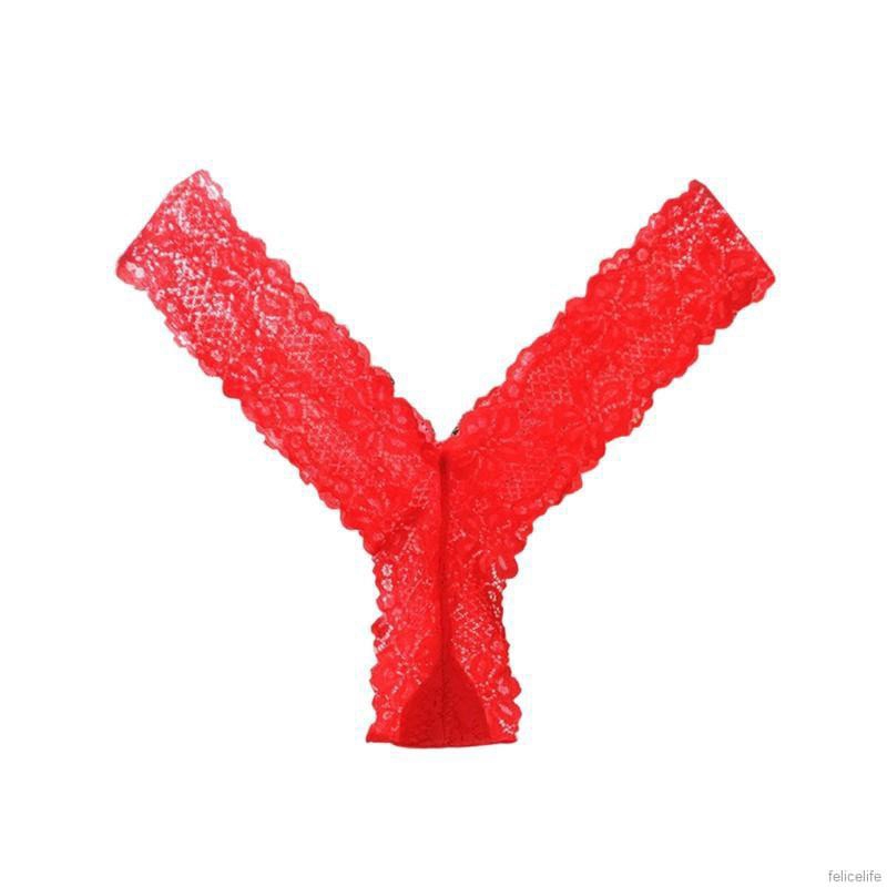 Quần lót ren lọt khe có nơ kèm túi đựng OPP
