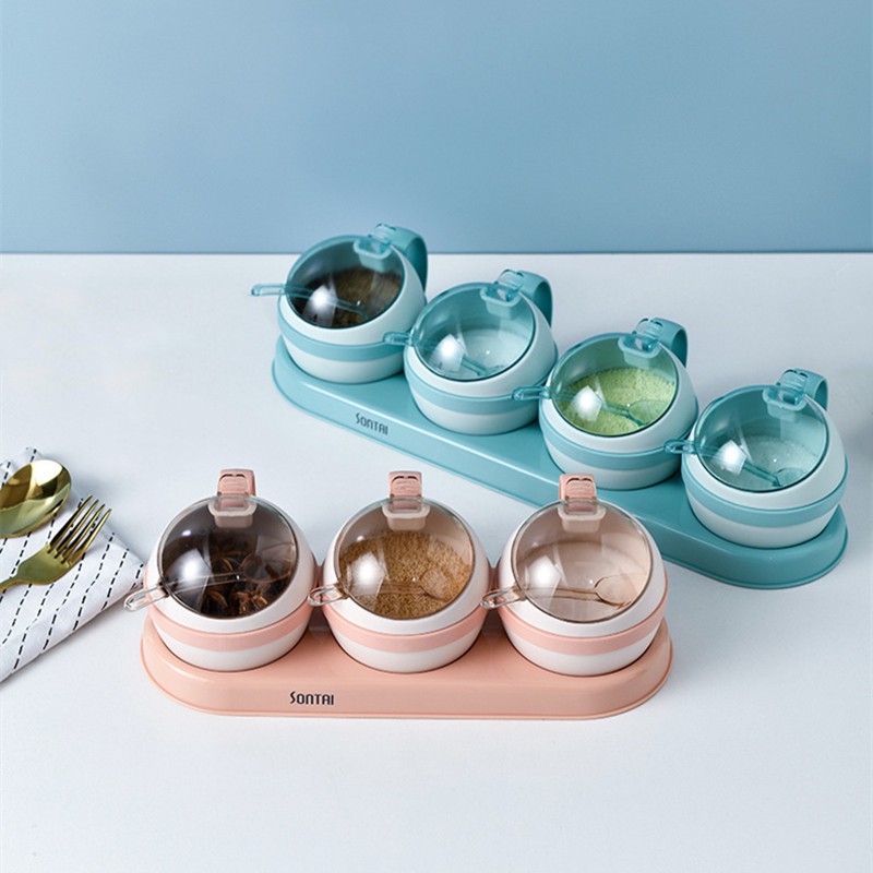 [TẶNG QUÀ]Set bộ 3 - 4 hộp/lọ/hũ đựng gia vị kết hợp khay nhựa PP cao cấp nhà bếp | BigBuy360 - bigbuy360.vn