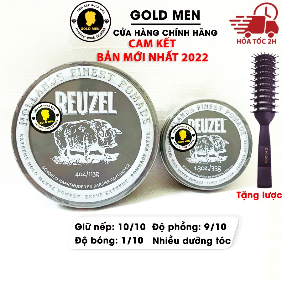 [CHÍNH HÃNG] Reuzel Extreme Hold Matte Pomade, Pomade vuốt tóc + Tặng lược