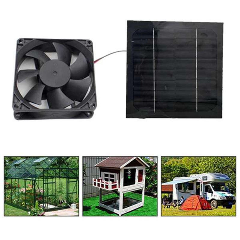 Bộ 2 Quạt Thông Gió Mini Bằng Năng Lượng Mặt Trời 20W 6 Inch
