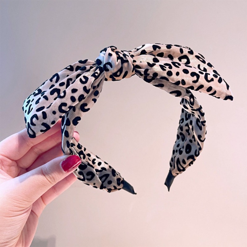 Băng Đô Cài Tóc Bản Lớn In Họa Tiết Da Báo Cổ Điển