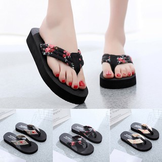 Dép sandal nữ đế bệt họa tiết thổ cẩm phong cách Bohemian