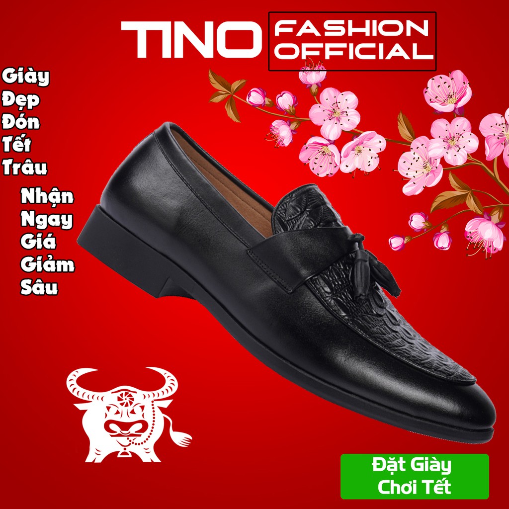 Giày lười nam da bò cao cấp Tino TN04 - giày da bò nam cao cấp * #