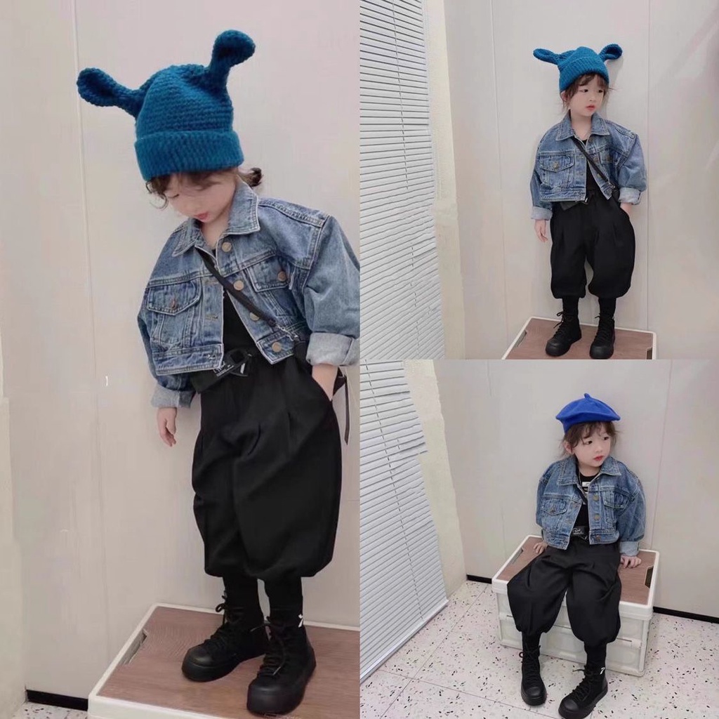 Áo Khoác Denim Dáng Ngắn Thời Trang Xuân Thu 2022 Mới Cho Bé Gái