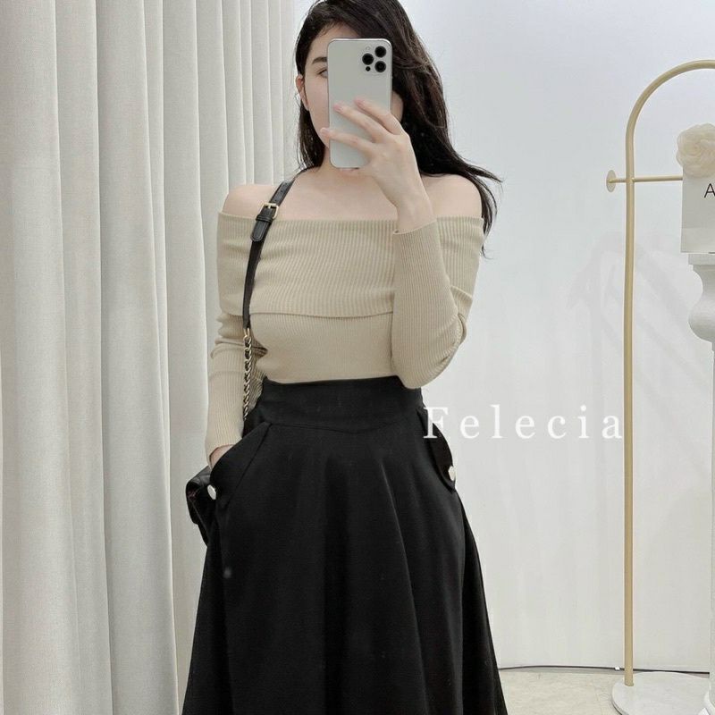 Áo len BIGSIZE mặc trễ vai gọn dáng cho nàng chubby 50-80kg