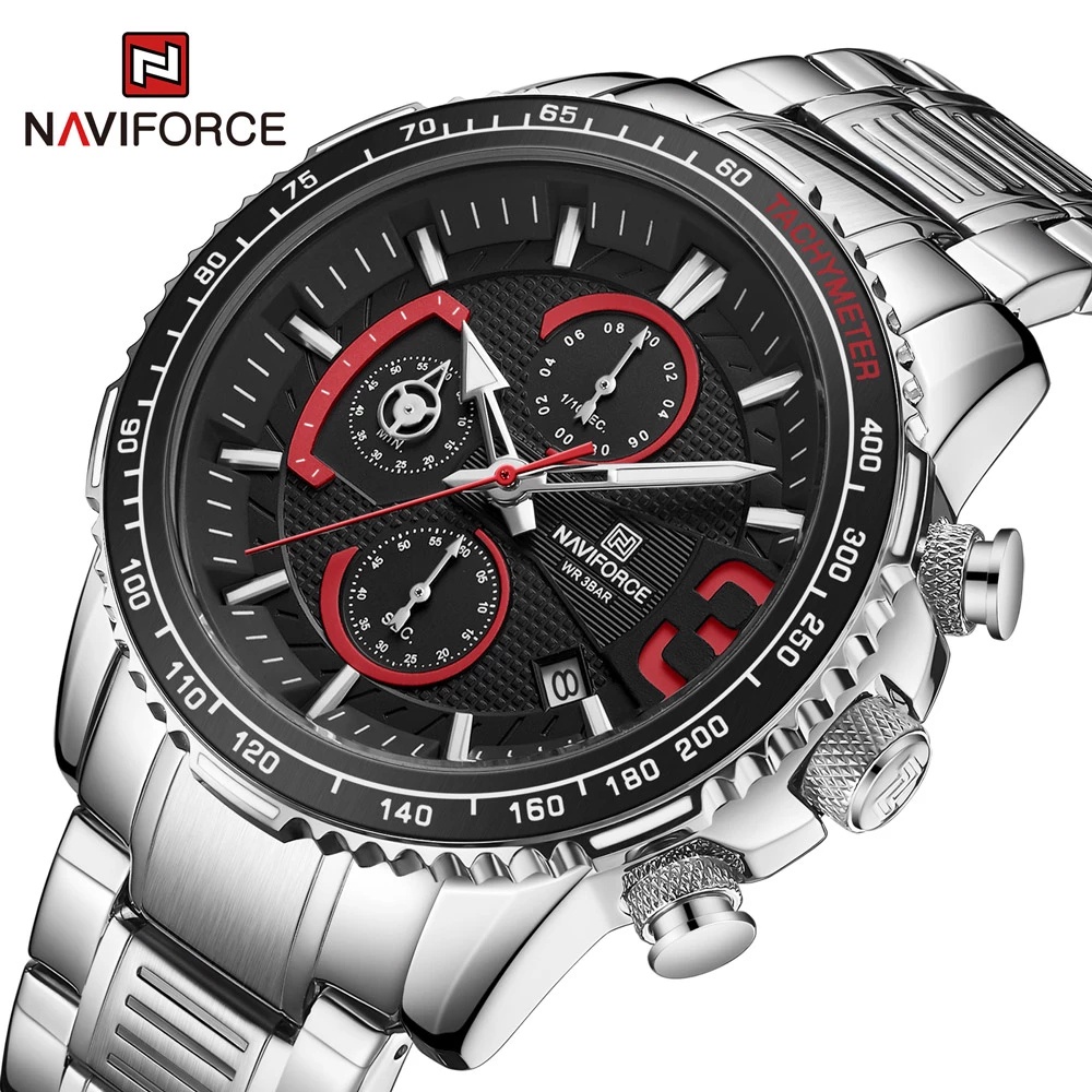 Naviforce Đồng Hồ Quartz Chronograph Chống Thấm Nước Chất Liệu Thép Không Gỉ Thời Trang Cho Nam 8017