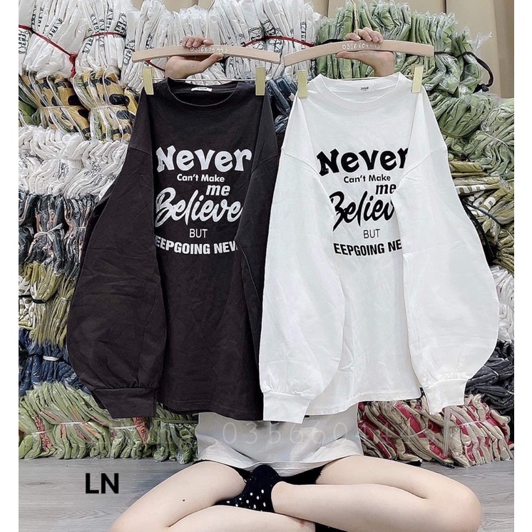 Áo nỉ bo cotton NEVER can’t make me LN12