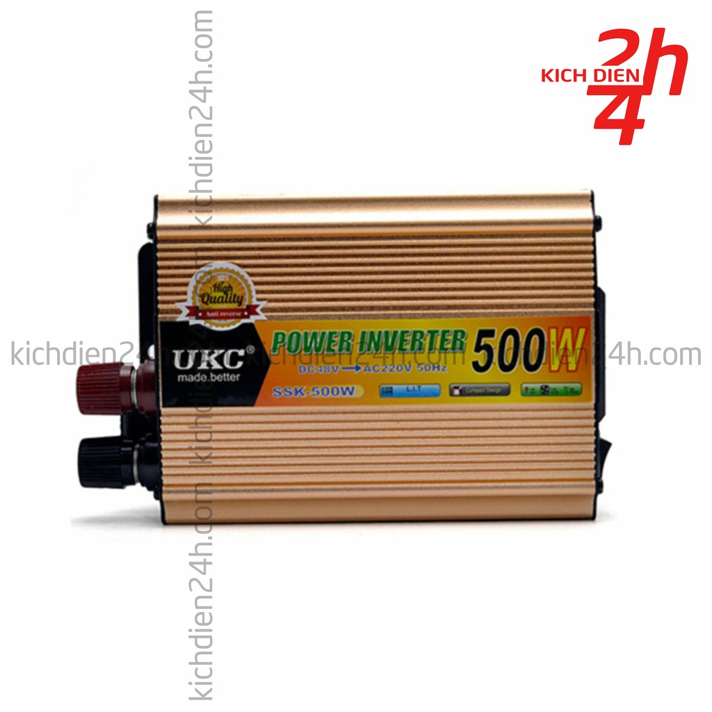 Bộ kích điện UKC 48V lên 220V 500W - Công suất thực , chuẩn 50Hz - Inverter 48V 220V 50Hz - Chuyên dùng cho xe điện