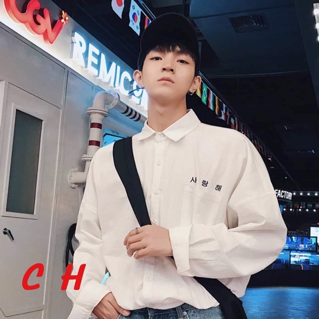 Sơ mi túi ngực thêu chữ hàn COL564