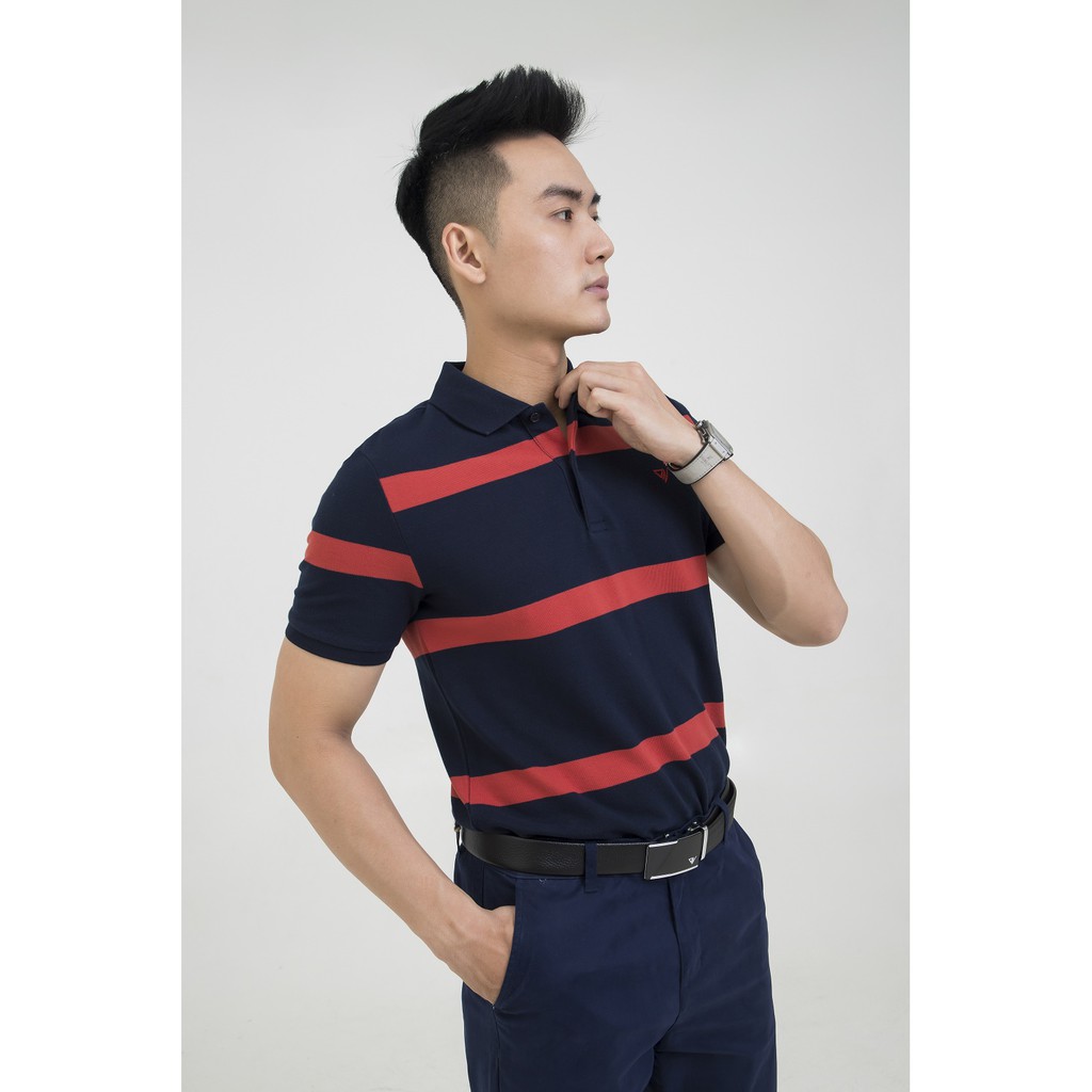 Áo thun polo nam DARNELL tay ngắn sọc ngang tinh tế chất cotton cao cấp mềm mại slimfit, nhẹ thoáng mát DN14