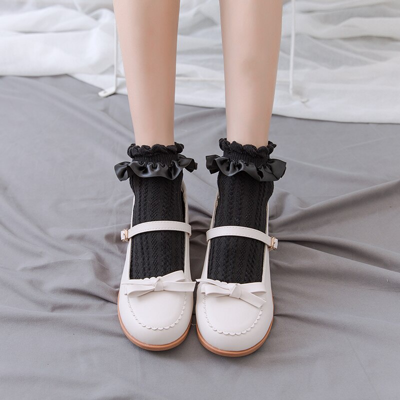 Vớ Ren Trắng Mềm Mại Phong Cách lolita Nhật Bản Đáng Yêu Cho Nữ