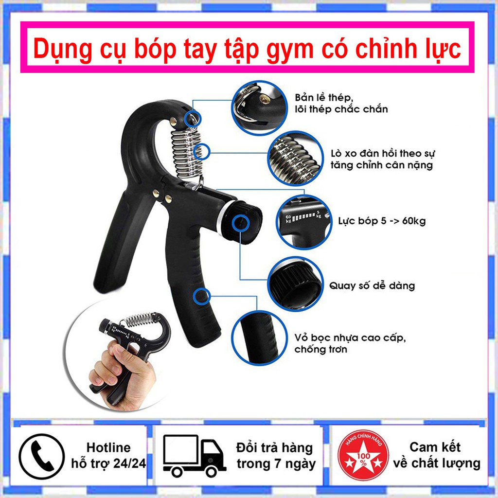 Dụng cụ tập gym tập tay, kìm bóp tập lực tay chữ a có lò xo điều chỉnh lực 5-60kg tập cơ ngón tay hiệu quả