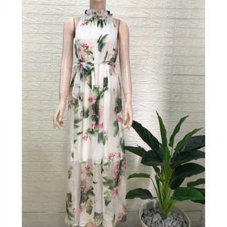 [SIÊU SALE] Đầm Maxi Hoa Suông Cổ Yếm, Đầm Maxi