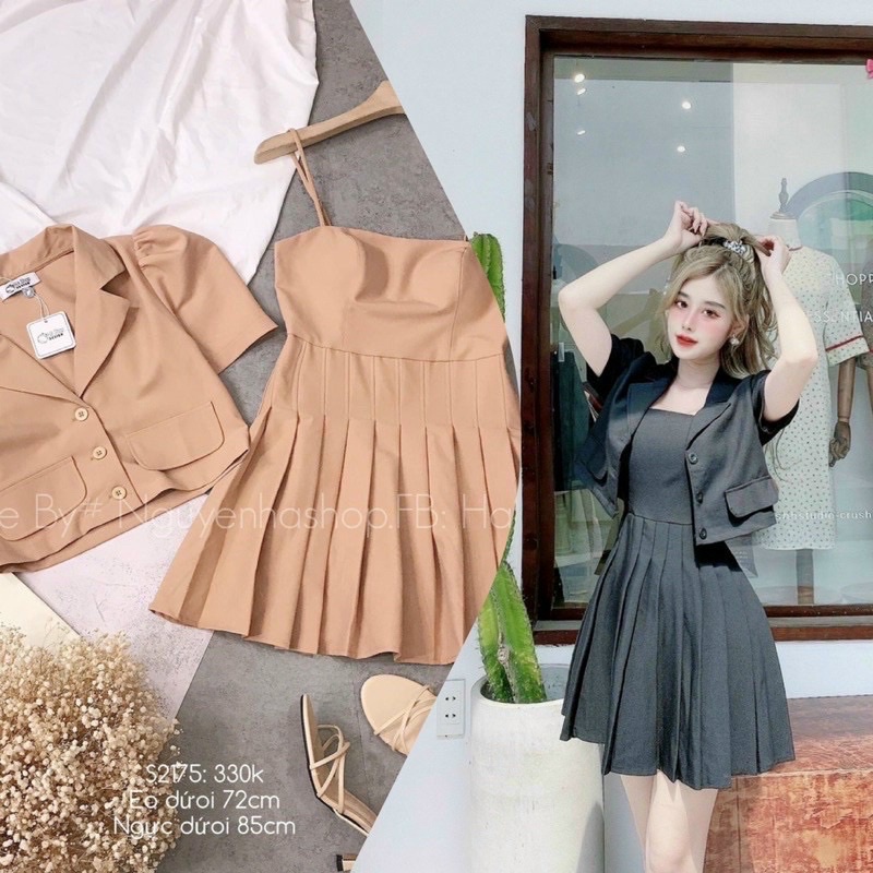 Đầm 2 Dây Xếp Ly Kèm Áo Khỉ Bigsize 55kg Đến 100kg (M/L/XL/XXL)