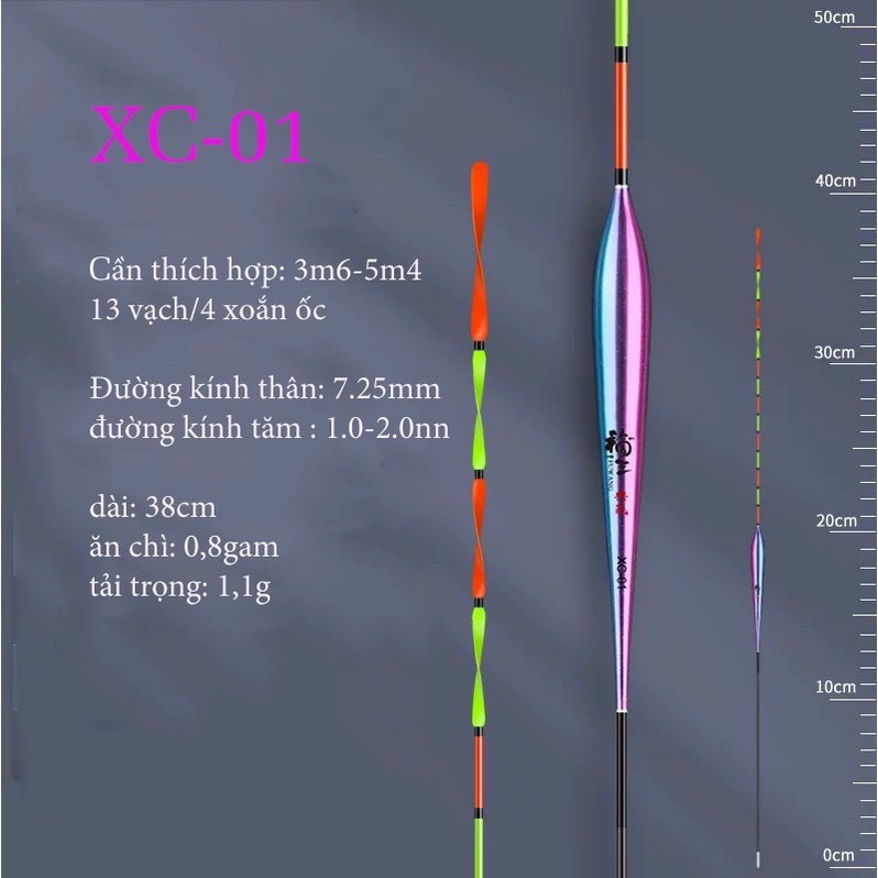 phao câu đài nano ngũ sắc Fuwang đầu phao xoắn 360độ